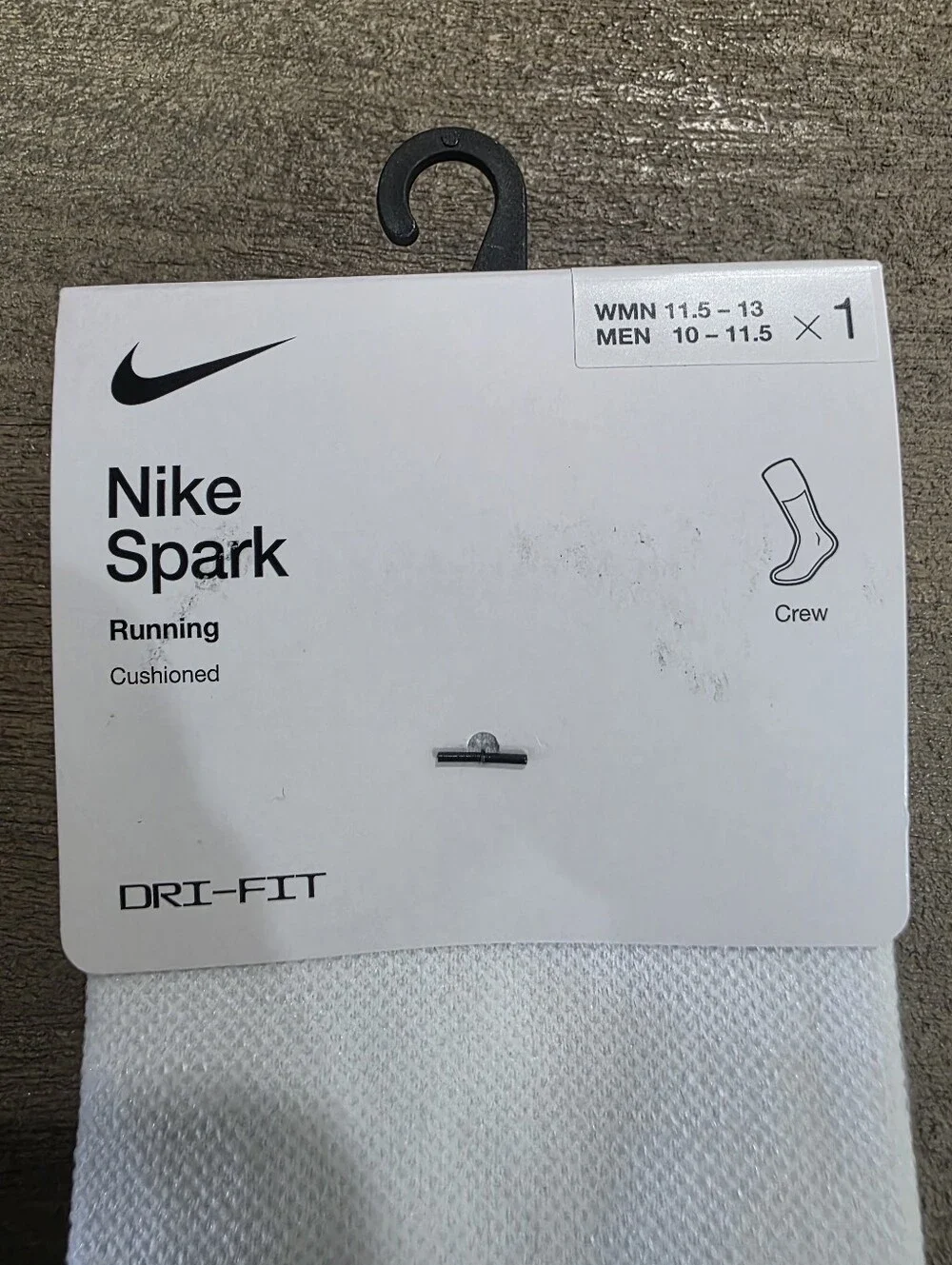 Nike Spark Cushioned Crew Running White/Reflective Silver Socks (2 Pair)